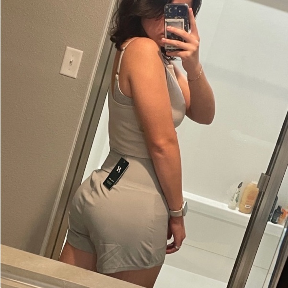 light weight grey high waisted shorts from "halara"🤍🤍